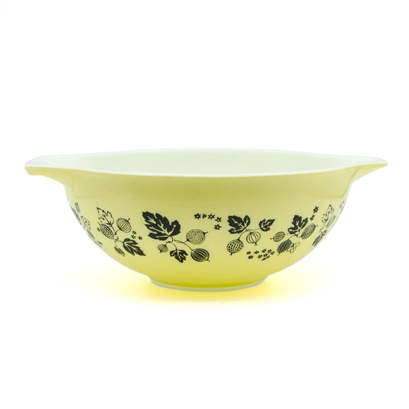 Pyrex Other - Vintage Pyrex Gooseberry Black on Yellow 444 Mixing Bowl 4 Quart Clean EUC